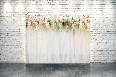 White Curtain With Flowers
