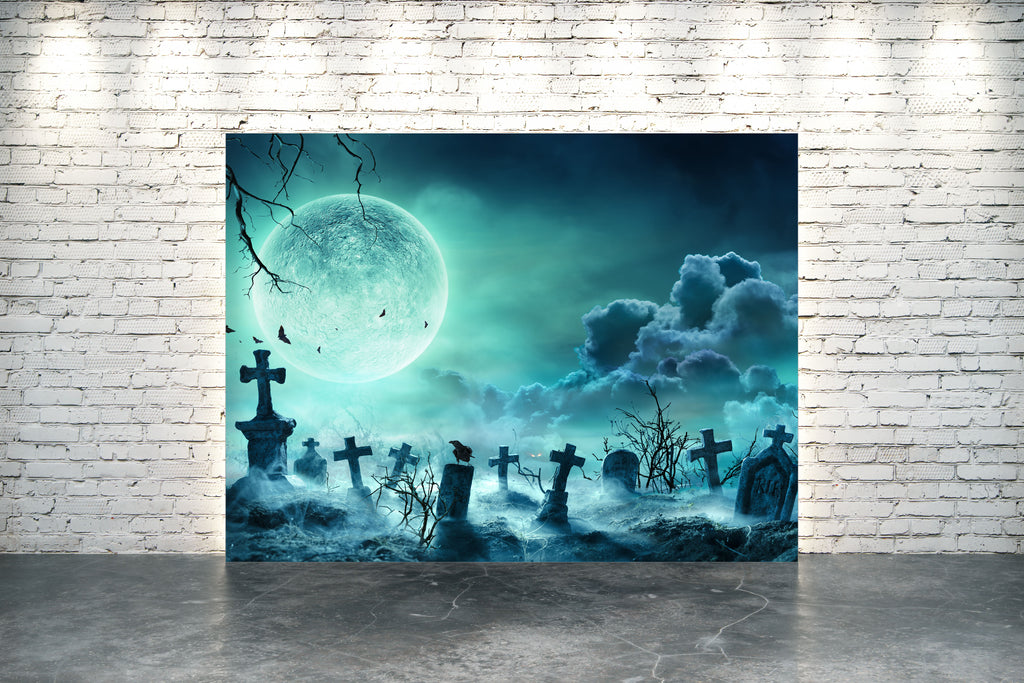 Moon Over Spooky Cemetery